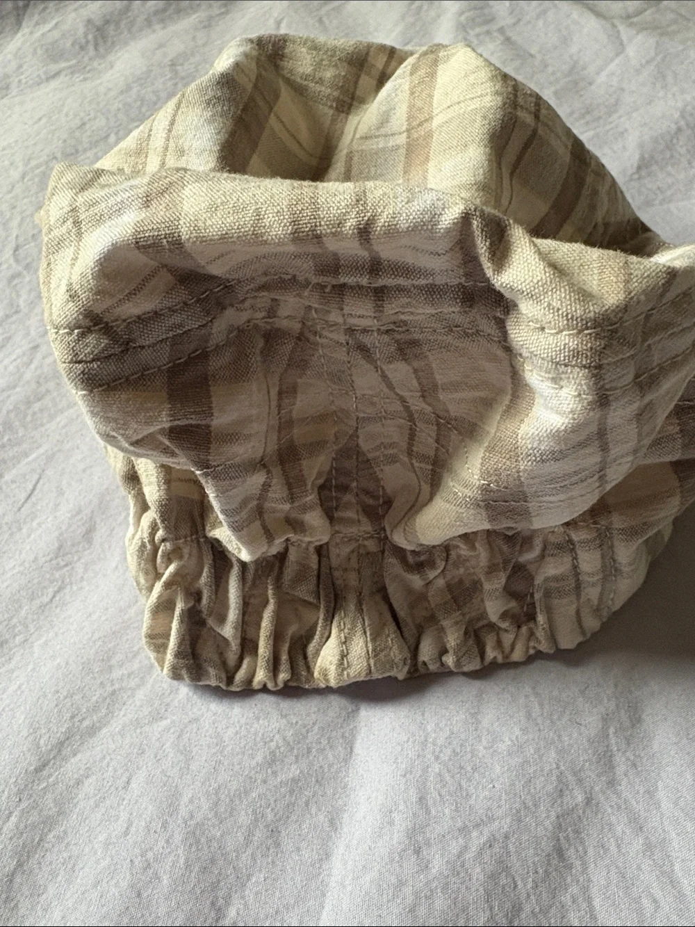 Columbia Neutral Plaid Bucket Hat in Beige and Tan